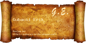 Gubacsi Erik névjegykártya